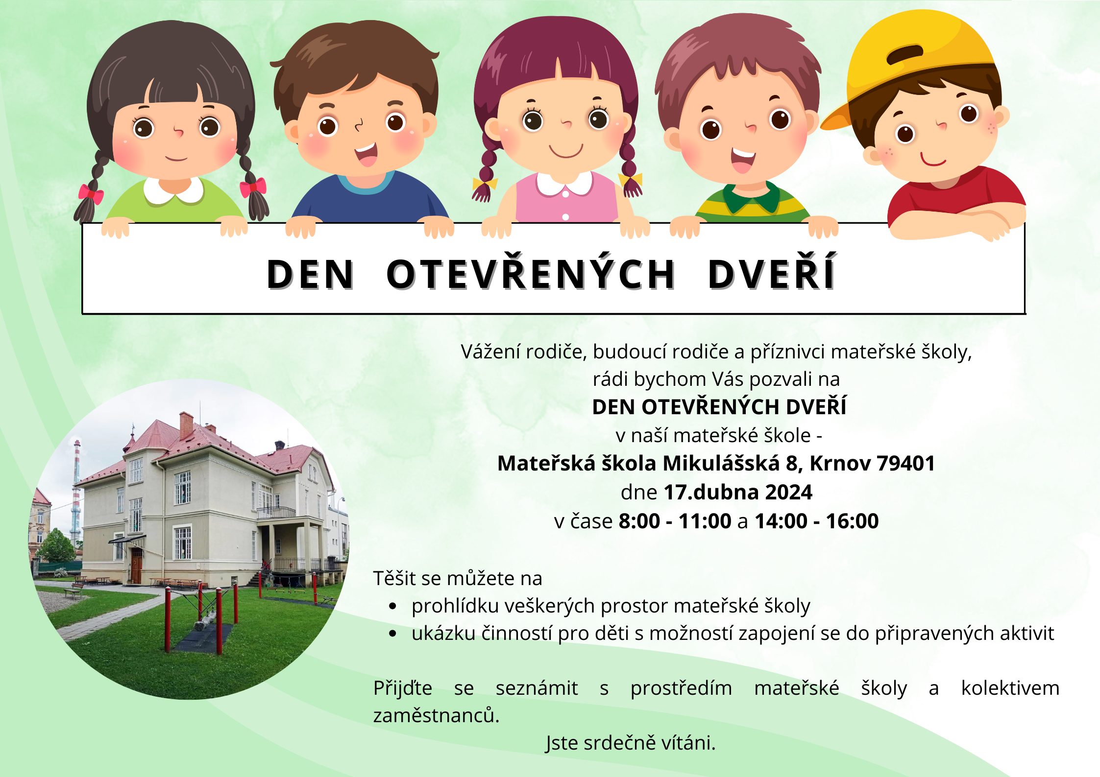 DEN OTEVŘENÝCH DVEŘÍ – MŠ MIKULÁŠSKÁ